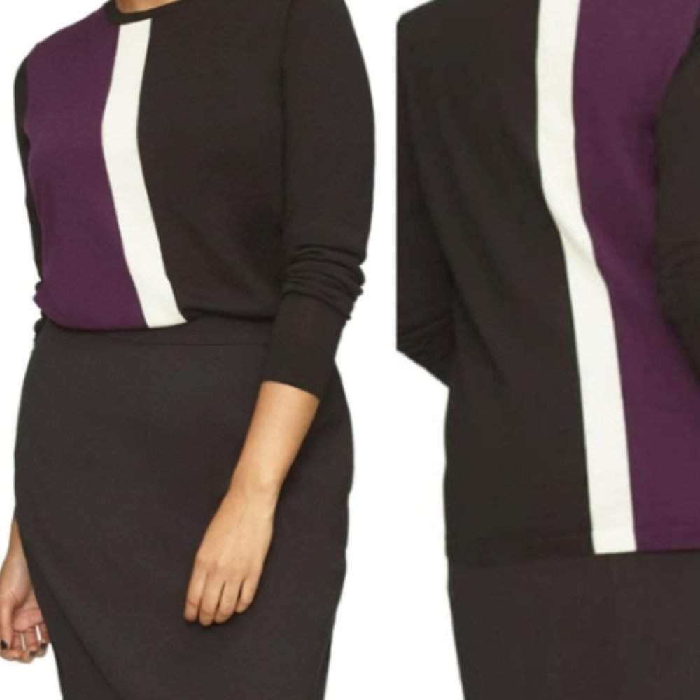Universal Standard Black and Purple Crew Neck Sweater